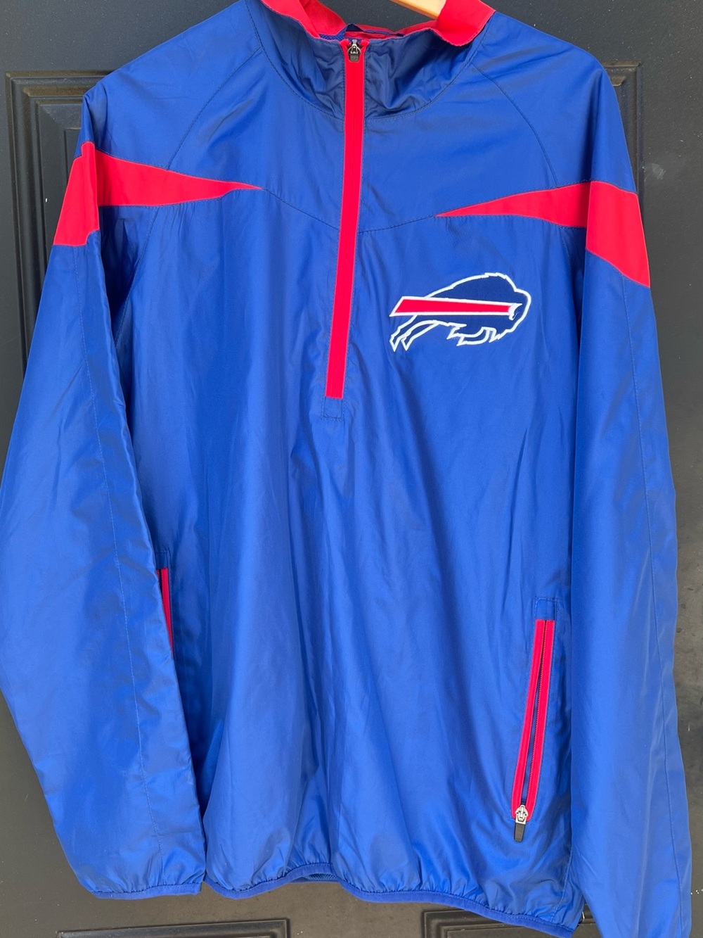Buffalo Bills NFL Blue & Red Quarter Zip Pullover Windbreaker